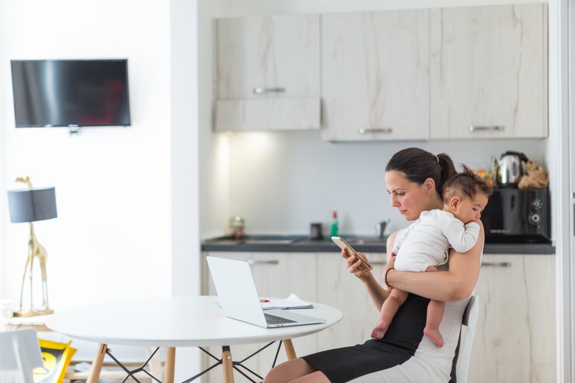 Business mom working from home